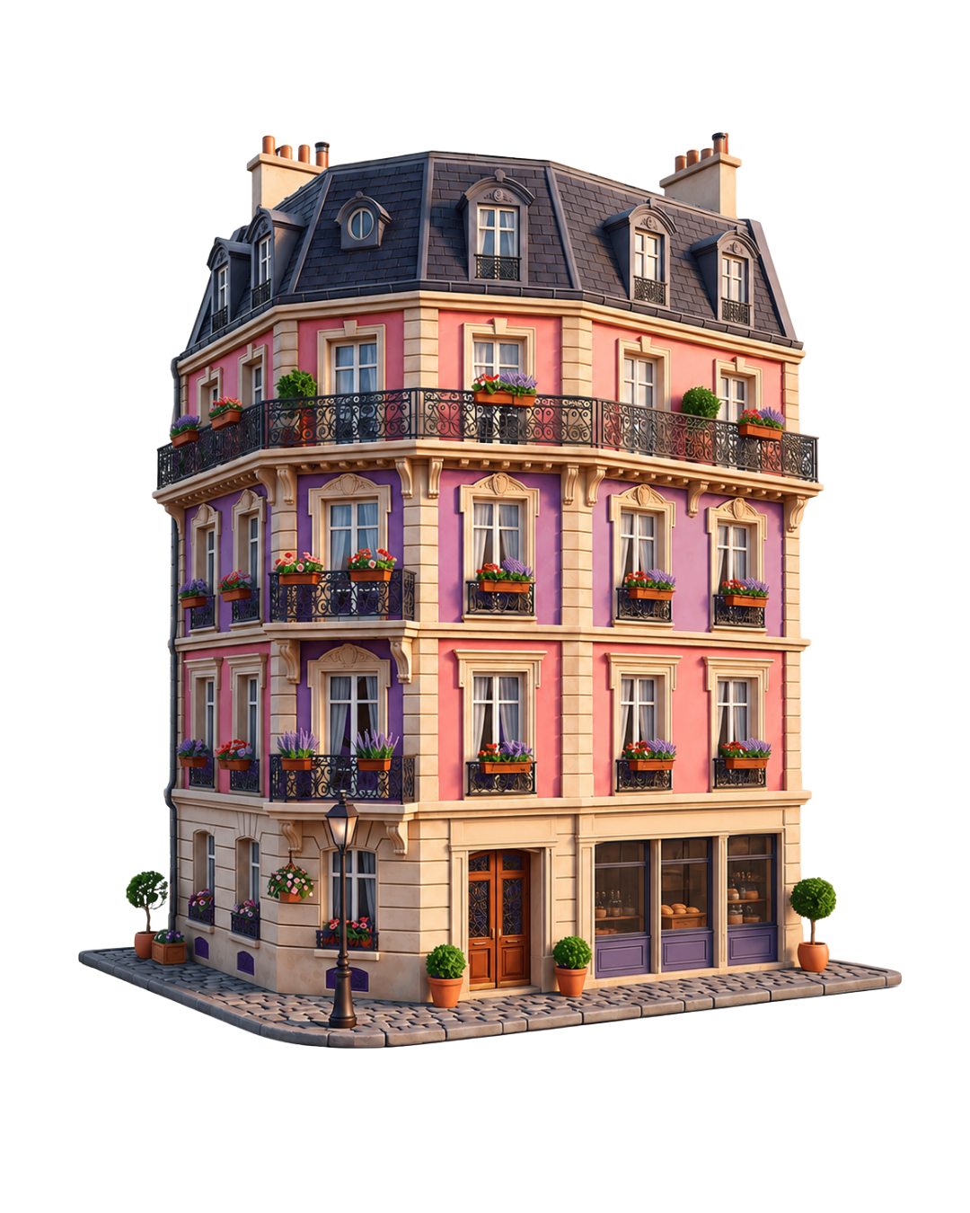 Immeuble parisien 3D avec clés
